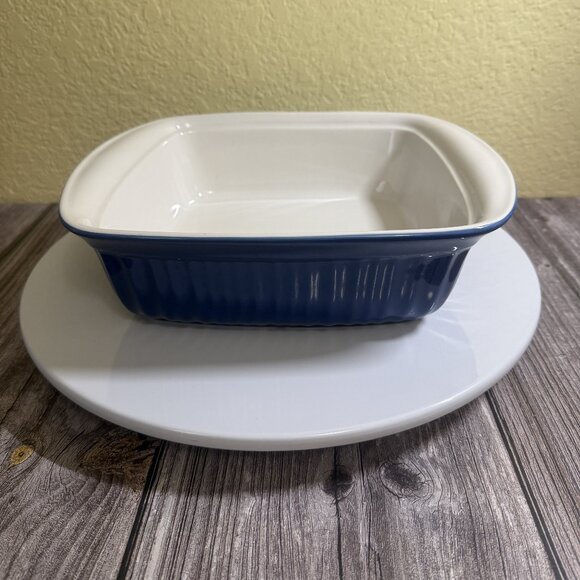 Corning Ware Stoneware Square Baking Dish Royal Blue 8x8x2 No Chips/Cracks - Picture 1 of 6